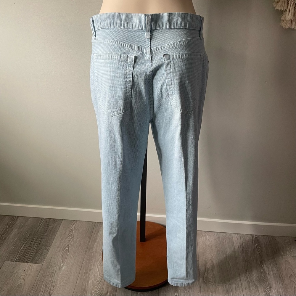 90s Y2K French Dressing Micro Gingham Pin Check Blue White Denim Jeans - Picture 2 of 7